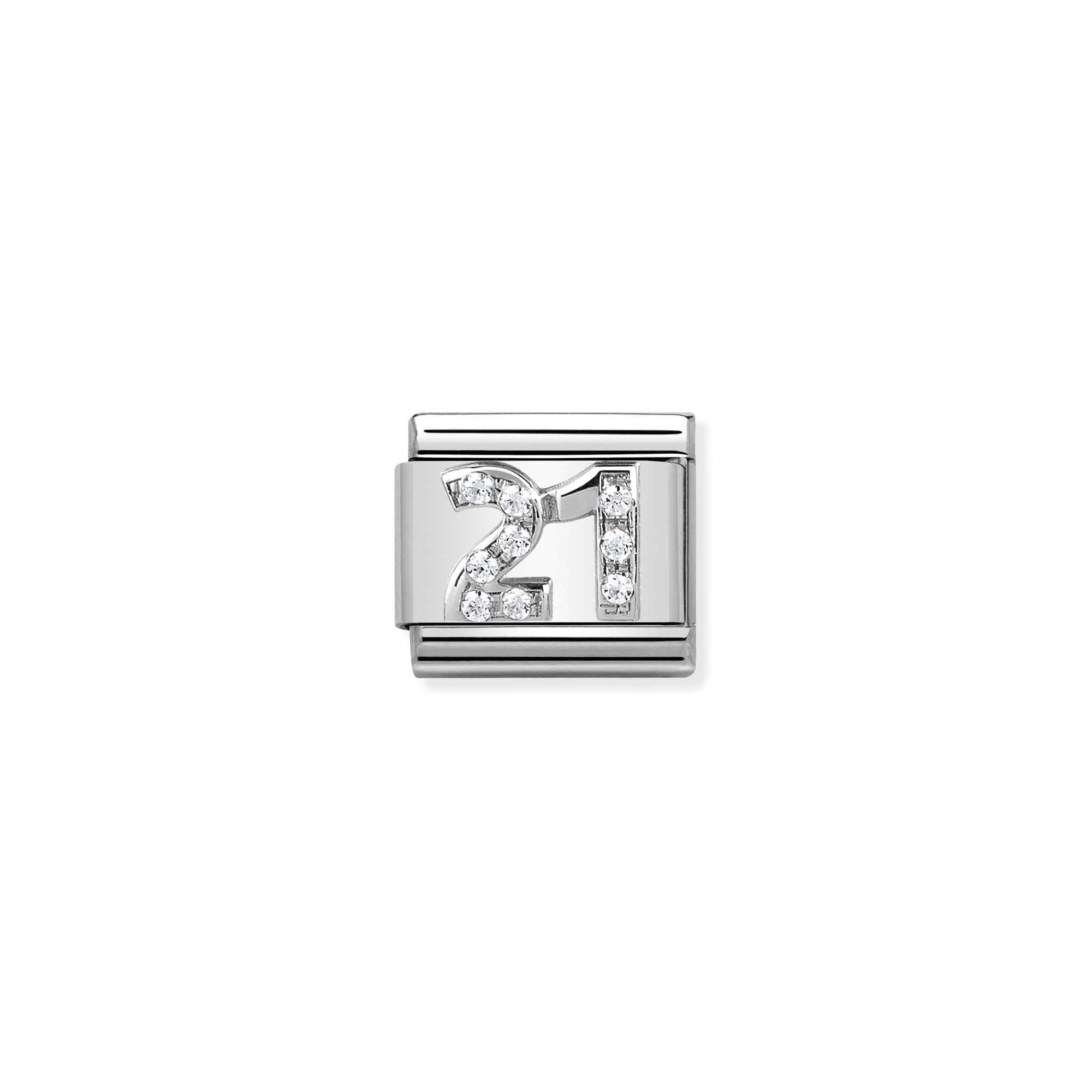 Nomination Composable Classic Charm Zahl 21 - Edelstahl, Sterling Silber, Zirkonia