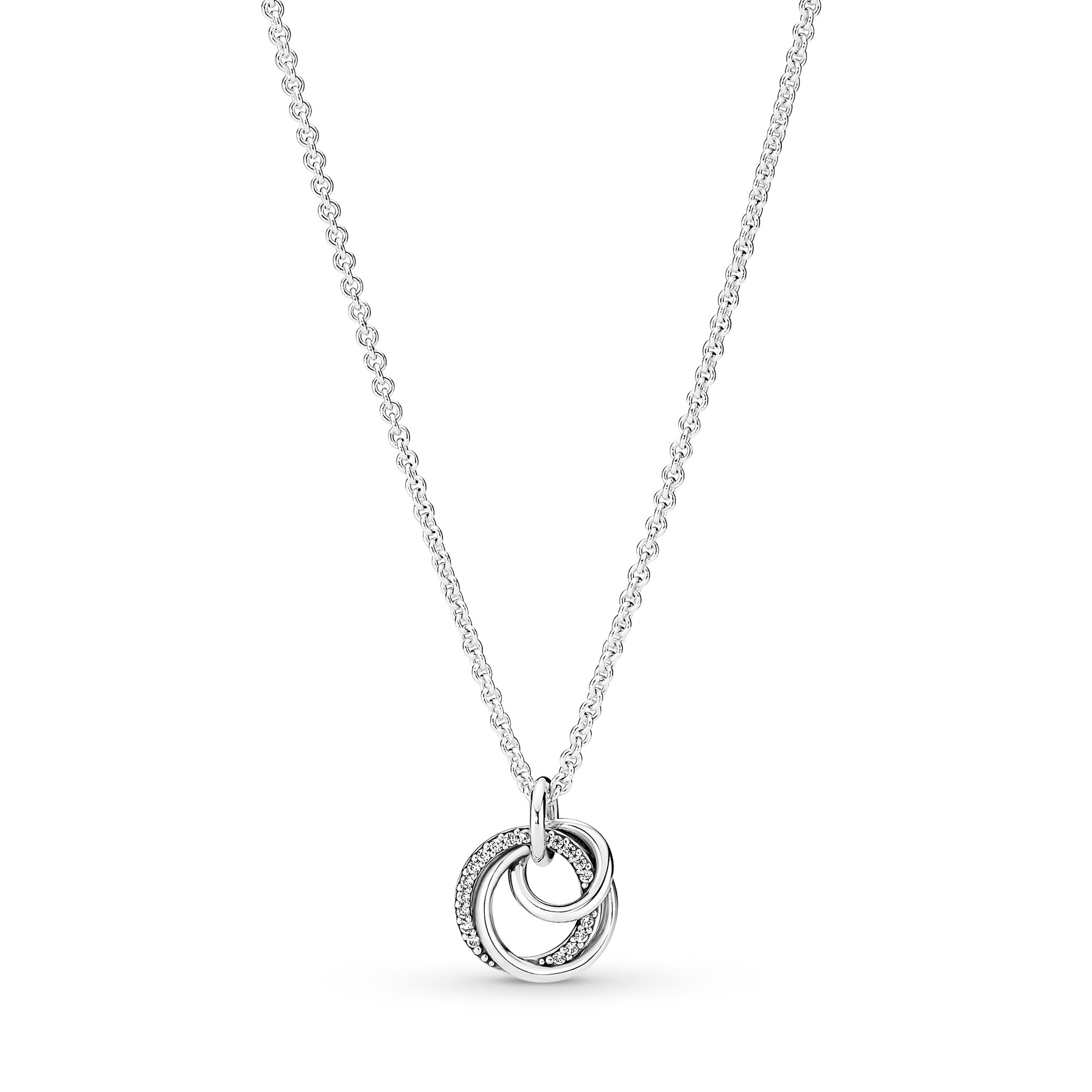 Pandora Familie Für Immer Verschlungener Anhänger Halskette - Sterling Silber Zirkonia 60 cm