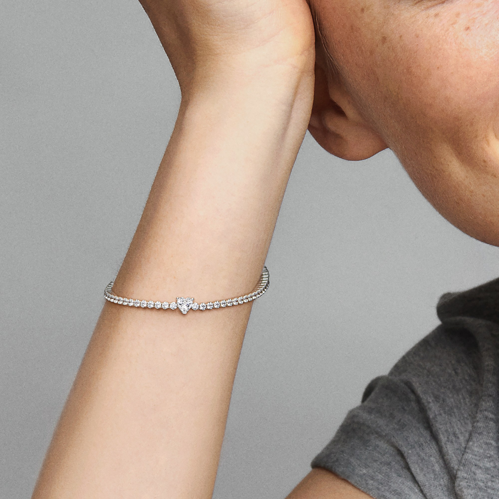 Pandora Armband - Glitzerndes Herz-Tennisarmband - Sterling Silber - Zirkonia - klar – Ansicht 5
