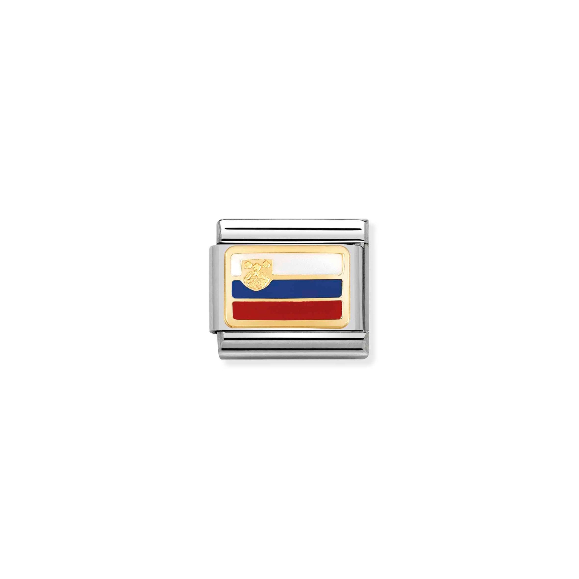 Nomination Composable Classic Charm Flagge Slowenien - Edelstahl, Gold 750 Gelbgold, Emaille