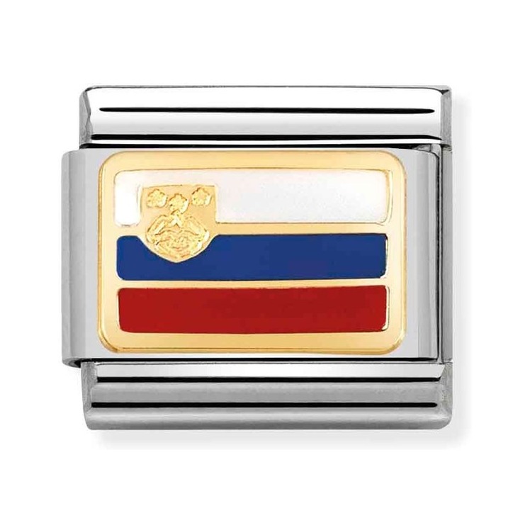 Nomination Composable Classic Charm Flagge Slowenien - Edelstahl, Gold 750 Gelbgold, Emaille