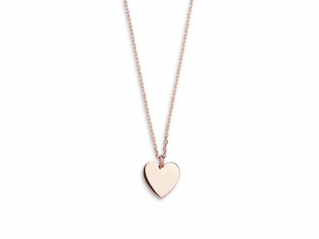 Roségoldene Karreekette mit Herzanhänger aus 375 Gold, Länge 45 cm, von Xenox. Elegantes und zeitloses Schmuckstück für jeden Anlass. Ideal als Geschenk oder zur eigenen Freude.