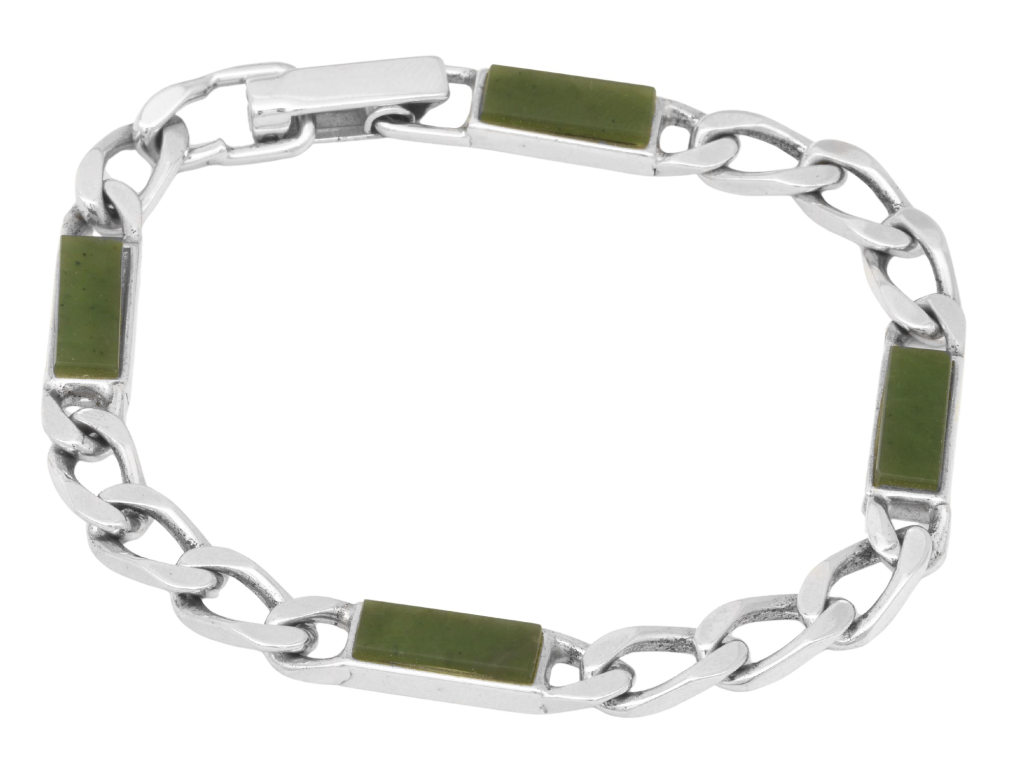 Armband Jade Panzer - Silber poliert - Jade 19,5 cm
