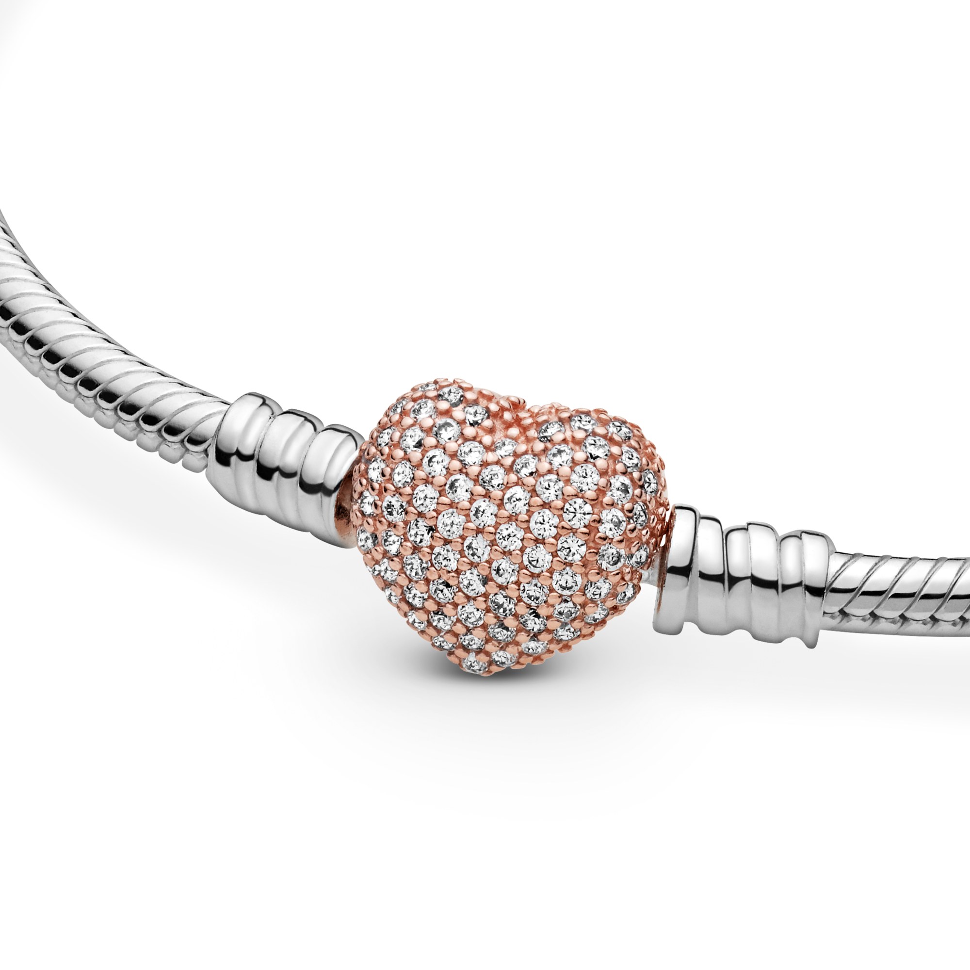 PANDORA Armband Pavé-Herzverschluss PANDORA Rose, Silber – Ansicht 3