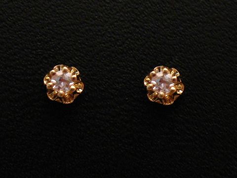 Ohrringe Brillant 0,06 ct. W/P1 - BLUME Gold, Hersteller Juwelier Harnisch, Brillant & Diamant, in floralem Design mit schimmerndem Diamant im Mittelpunkt.