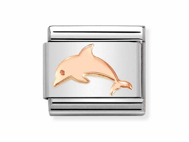 Edelstahlarmband mit einem Delfin aus Roségold 375, klassisches Design von Nomination, ansprechende Kombination aus Edelstahl und Roségold, ideal für jeden Anlass.