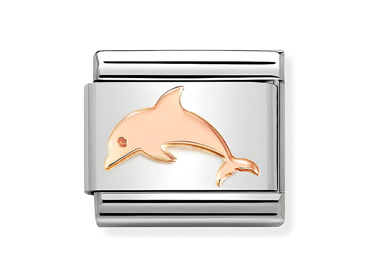 Edelstahlarmband mit einem Delfin aus Roségold 375, klassisches Design von Nomination, ansprechende Kombination aus Edelstahl und Roségold, ideal für jeden Anlass.