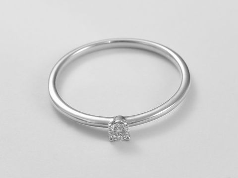 Weißgold Ring Verlobungsring filigran mit Brillant 0,09 ct W/Si in Größe 56, Hersteller Juwelier Harnisch, elegant und zeitlos, ideal für den besonderen Moment.