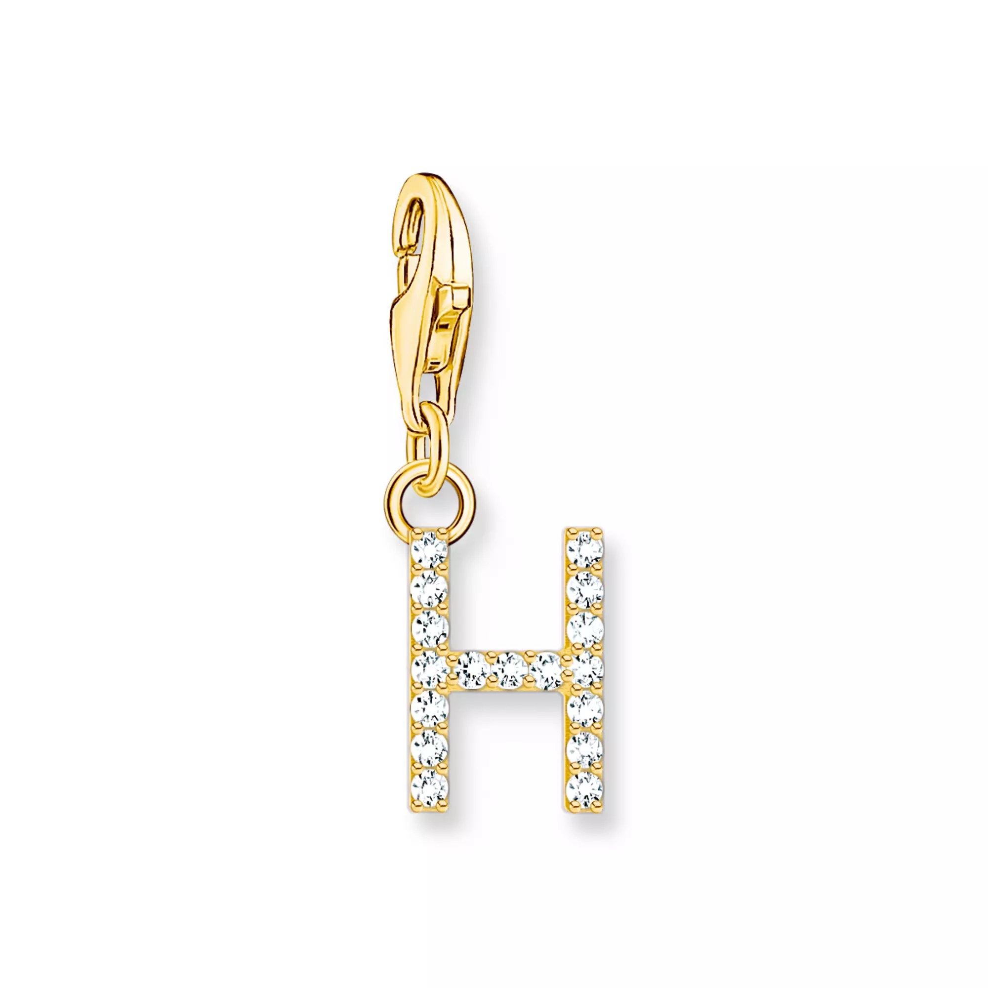 Thomas Sabo Charm-Anhänger - funkelnder Buchstabe H - Silber Gelbgold verg. & Zirkonia - Weiß