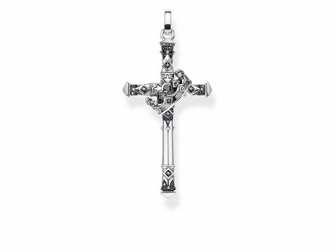 Thomas Sabo PE886-643-11 Anhänger aus Silber in Kreuzform mit schwarzen Akzenten und filigranen Mustern, ideal als Schmuckstück für einen besonderen Anlass.