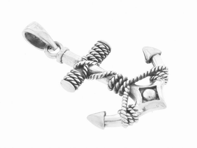 Anhänger Anker aus Silber 925, eindrucksvoll gestaltet mit detaillierten Seil-Elementen, ideal für maritime und seefahrtbegeisterte Schmuckliebhaber, Hersteller Juwelier Harnisch.