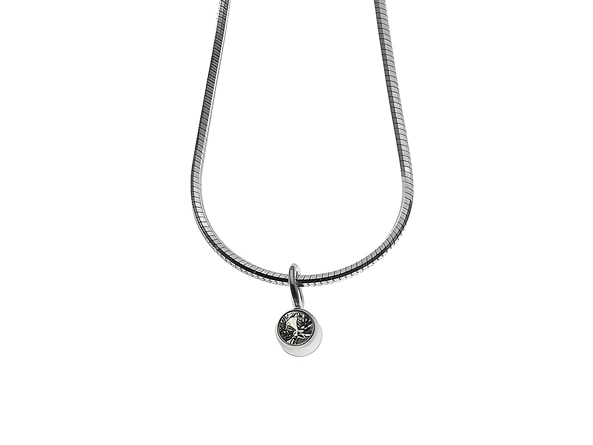 Zarte Kette aus Sterling Silber mit einem Anhänger in Form eines Mittelteil Colliers, besetzt mit Zirkonia, Länge 40 cm, Hersteller Juwelier Harnisch.