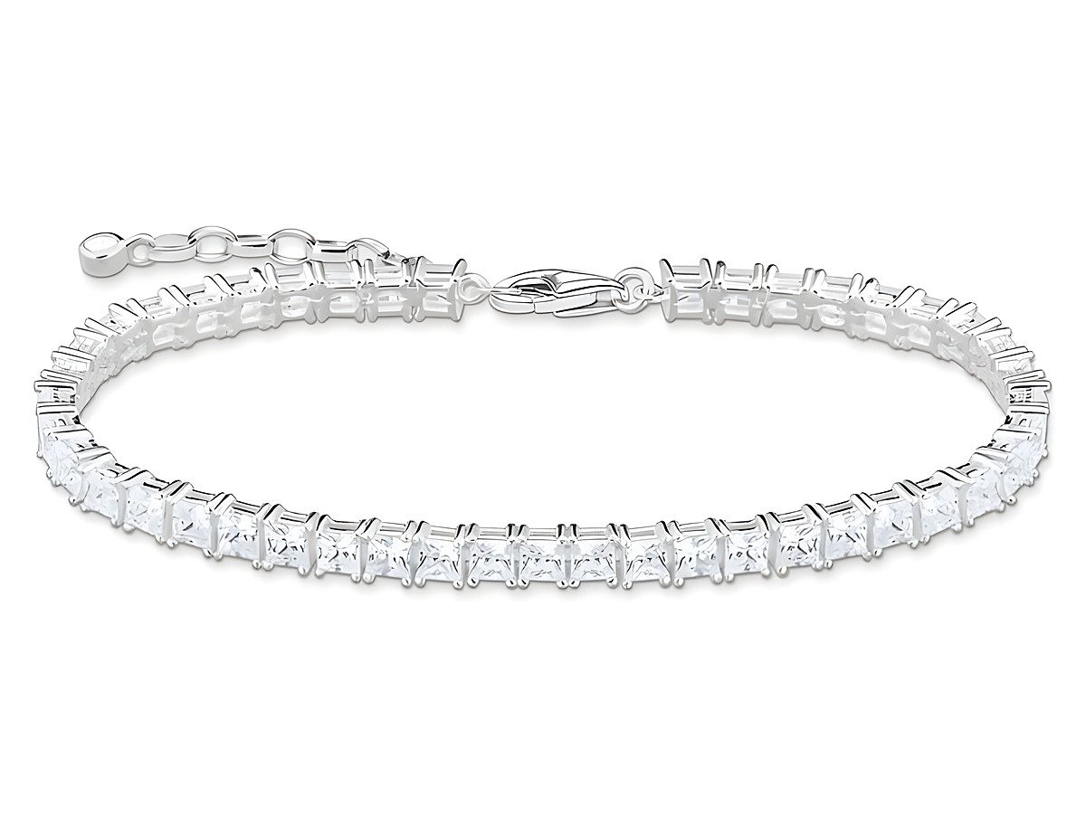 Ein elegantes Thomas Sabo Armband aus Sterling Silber mit funkelnden weißen Zirkoniasteinen, 19 cm lang, ideal als modisches Accessoire.