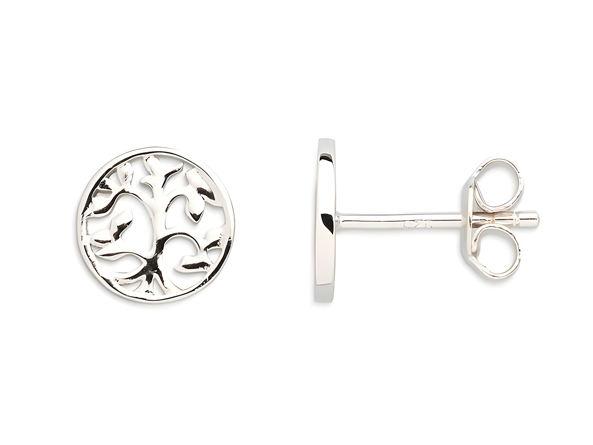 Xenox Sterling Silber Ohrringe XS2910 mit Lebensbaum-Motiv, elegante runde Form und filigranes Design, gefertigt aus hochwertigem Sterling Silber, idealer Ohrschmuck für jeden Anlass.