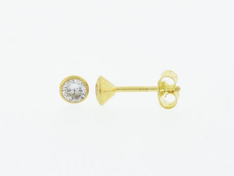 Silberne Ohrringe in Kelchform, silber vergoldet, Durchmesser 4,3 mm, mit Zirkonia, Hersteller Juwelier Harnisch, elegant und zeitlos für jeden Anlass.