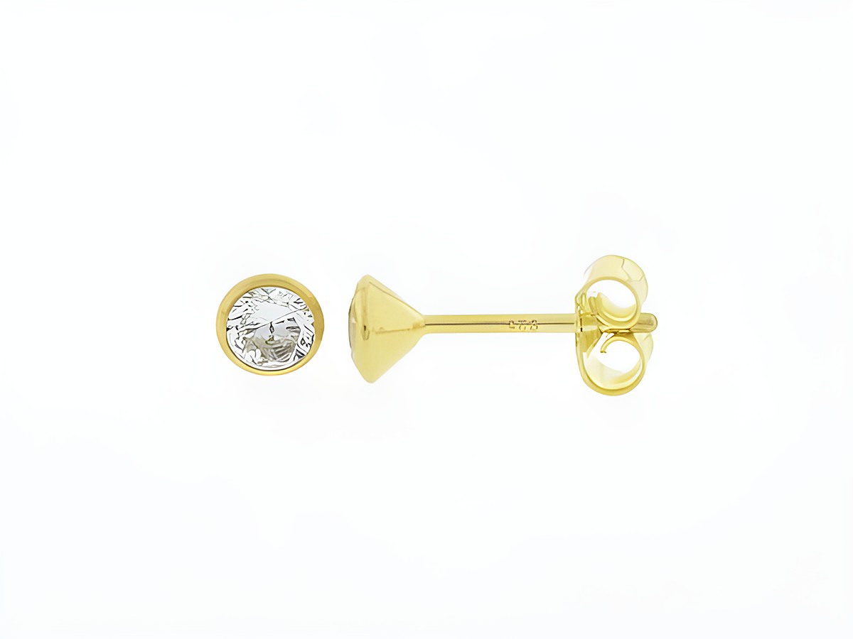 Silberne Ohrringe in Kelchform, silber vergoldet, Durchmesser 4,3 mm, mit Zirkonia, Hersteller Juwelier Harnisch, elegant und zeitlos für jeden Anlass.