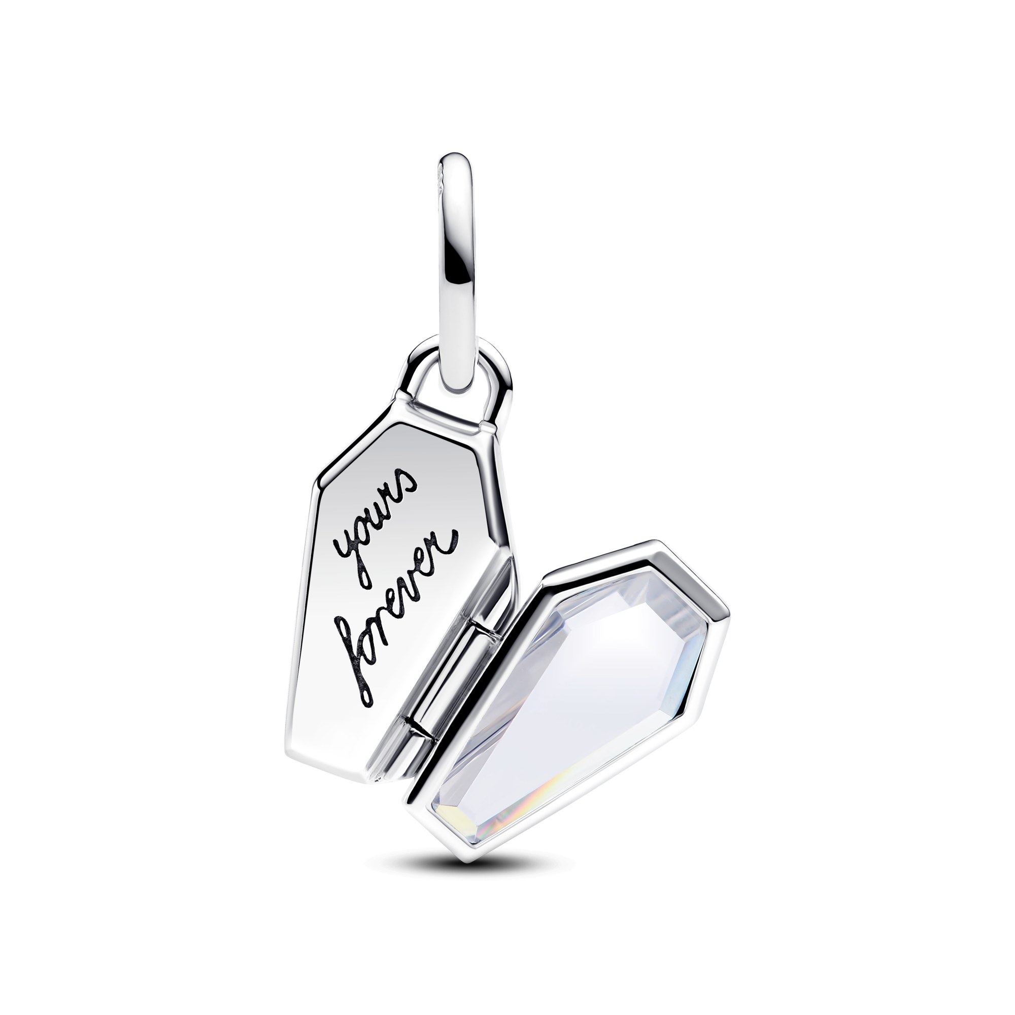 Pandora aufklappbarer Glow-in-the-Dark Sarg Charm - Sterling Silber - Emaille Zirkonia Grün – Ansicht 2