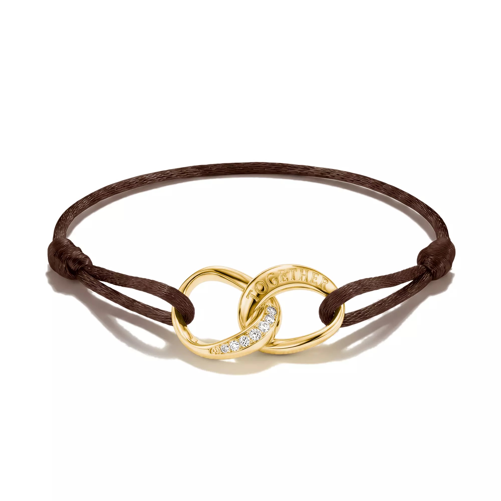 Thomas Sabo Together - Armband - 24 cm - 18K Gelbgold-Vergoldung & Textil - braun