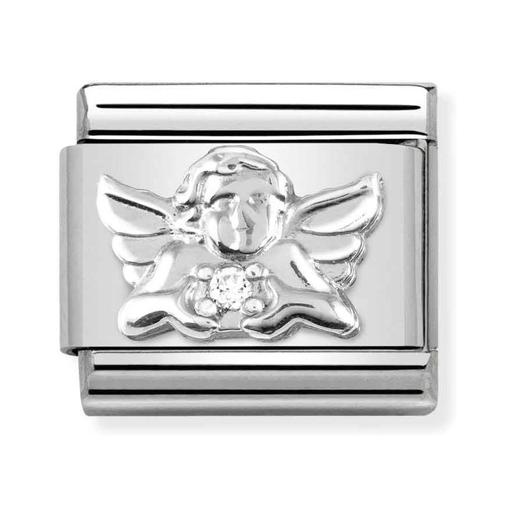 Nomination Composable Classic Charm Engel - Edelstahl, Sterling Silber, Zirkonia
