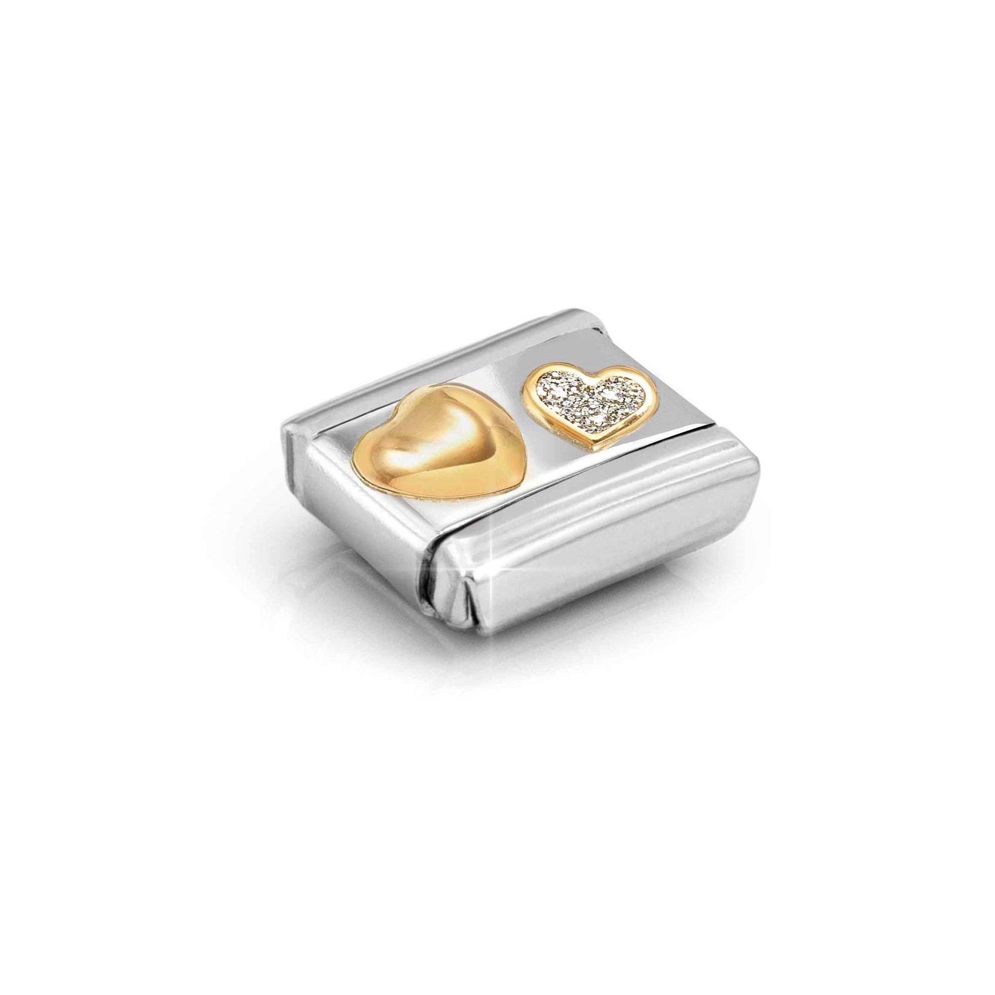 Nomination Composable Classic Charm zwei Herzen Glitzer - Edelstahl, Gold 750 Gelbgold, Emaille – Ansicht 5