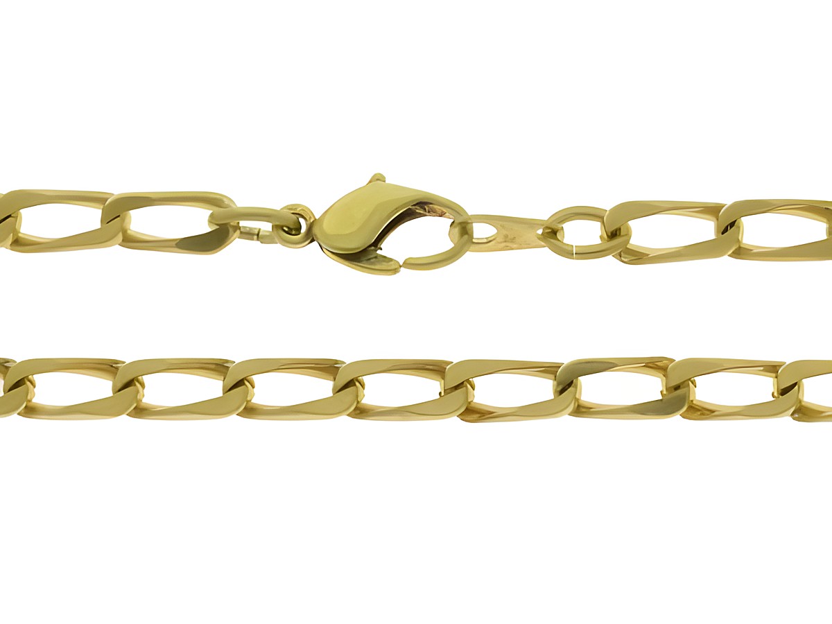 Doublé Kette in Panzerkette-Design, vergoldet, 50,5 cm lang, mit einer Gliedgröße von 4,3 x 2,4 mm, hergestellt von Juwelier Harnisch, ideal für stilvolle Akzente.