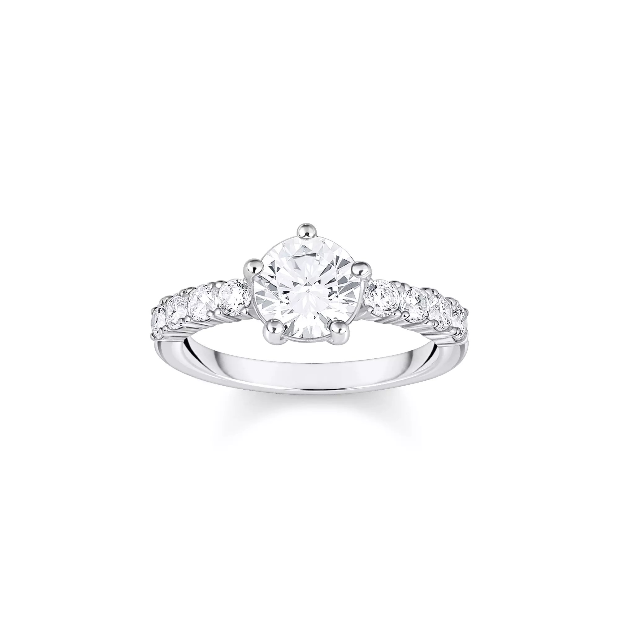 Thomas Sabo Solitärring mit weißen Steinen Silber – Zirkonia