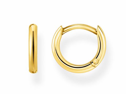 Silberne Creolen Ohrringe aus der Thomas Sabo Charming Collection mit gelbgoldenem Finish, elegant und zeitlos gestaltet, ideal für jeden Anlass. Ein Stück Ohrschmuck, hochwertig verarbeitet.