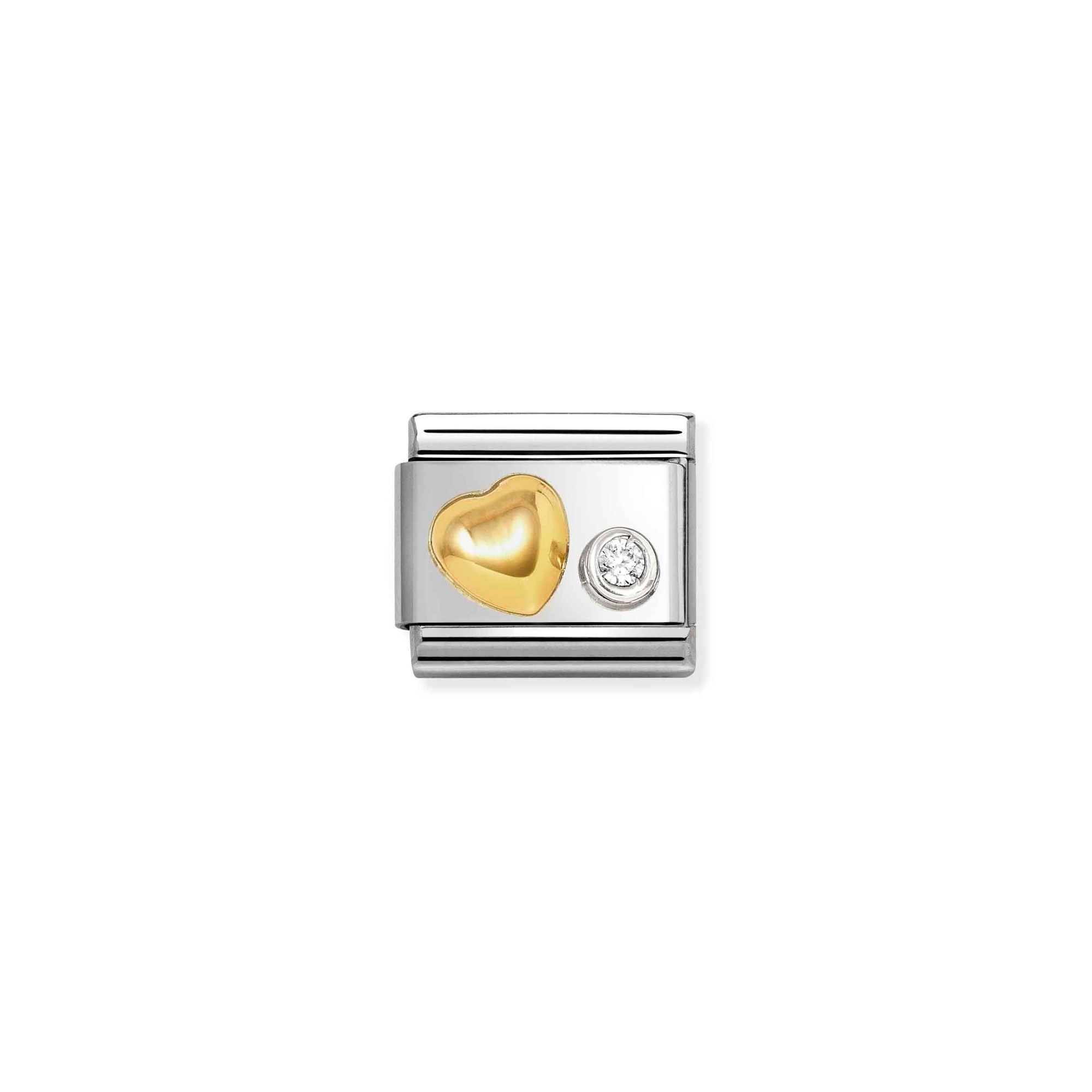 Nomination CLASSIC Element - 585 Gelbgold & Zirkonia in Sterling Silber - Fassung - gewölbtes Herz - weißer Zirkonia – Ansicht 2