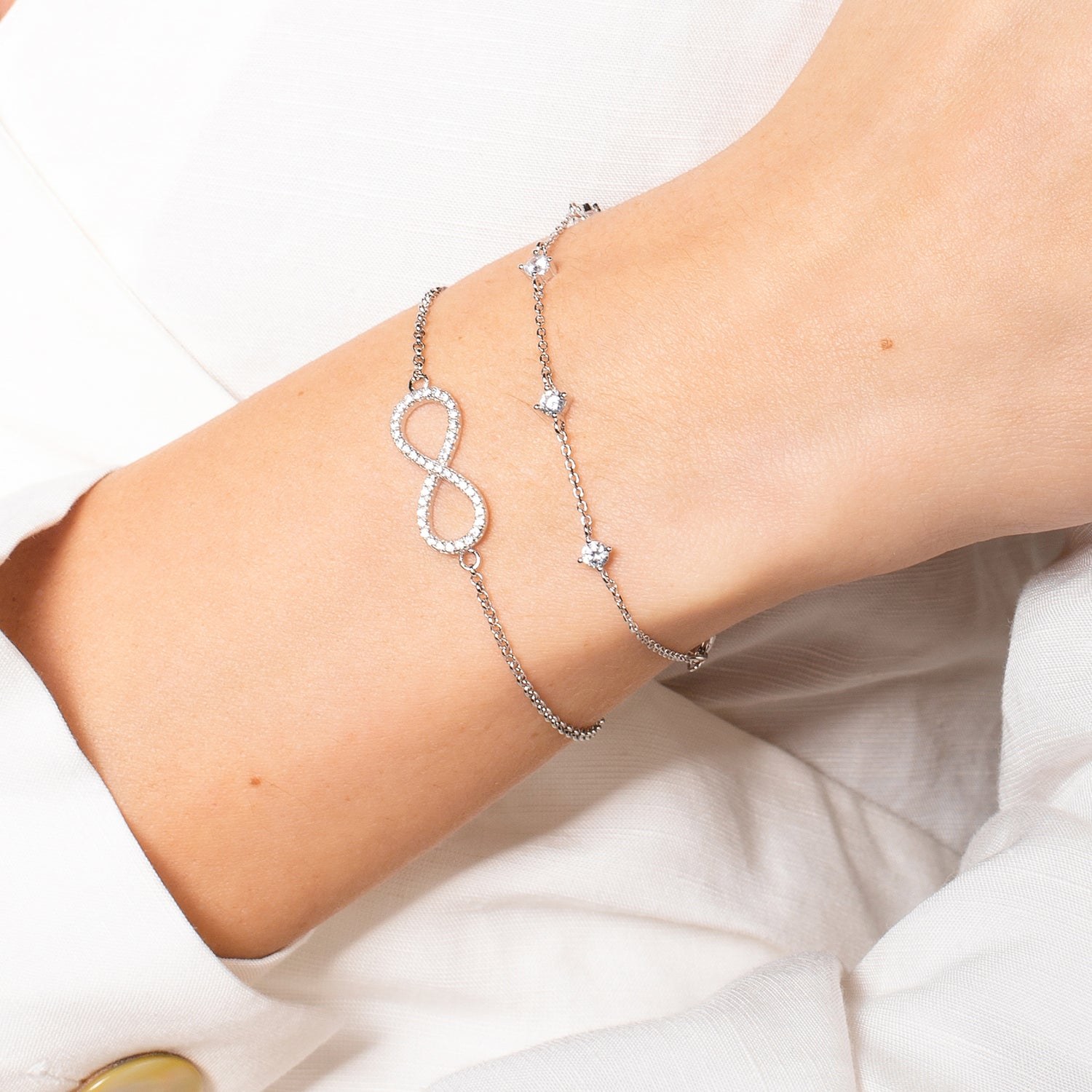 XENOX Sterling Silber Armband XS2766 - 15-20 cm - INFINITY - Ankerkette - INFINITY – Ansicht 2