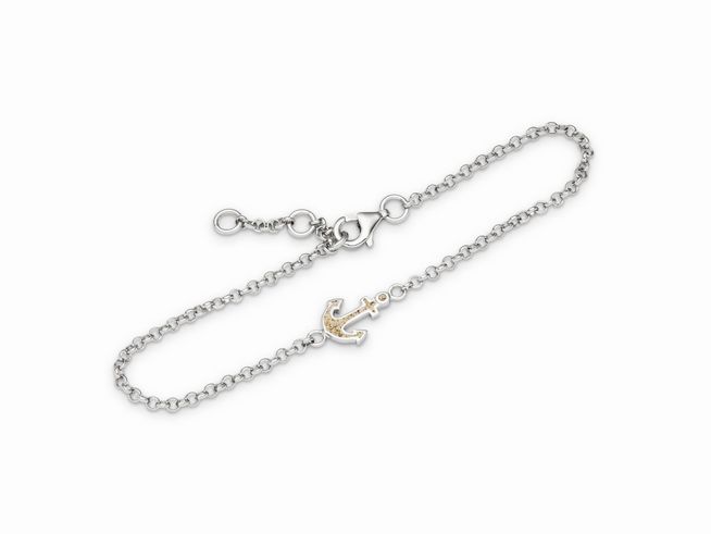 DUR Armband Anker A1651 aus Sterling Silber mit einem filigranen Ankeranhänger, erhältlich in den Längen 16,5cm, 18cm und 19,5cm. Elegantes Schmuckstück von DUR.
