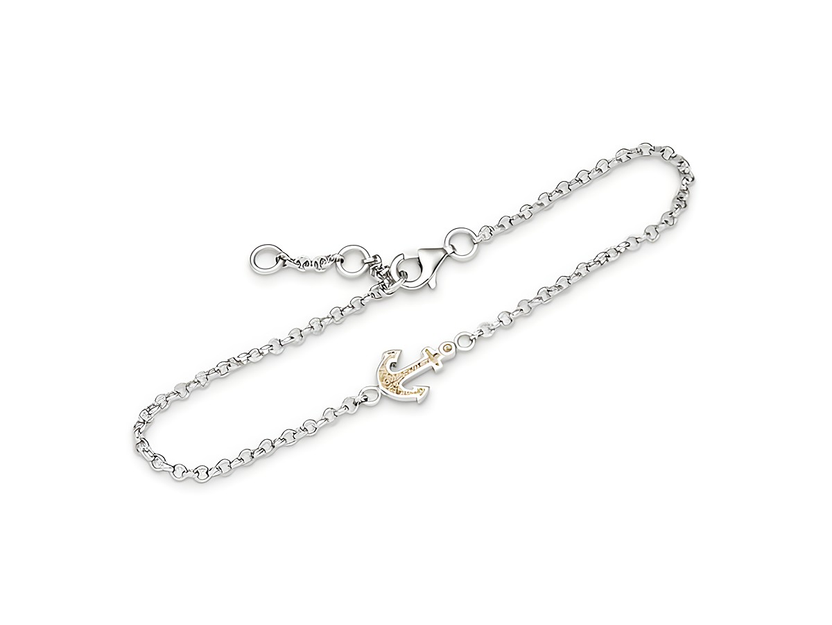 DUR Armband Anker A1651 aus Sterling Silber mit einem filigranen Ankeranhänger, erhältlich in den Längen 16,5cm, 18cm und 19,5cm. Elegantes Schmuckstück von DUR.