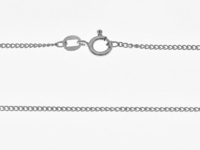 Silberkette rhodiniert in Panzerketten-Design, 1,4 x 0,9 mm, 39 cm lang, Hersteller Juwelier Harnisch, Stärke bis 1,5 mm, mit praktischem Karabinerverschluss.