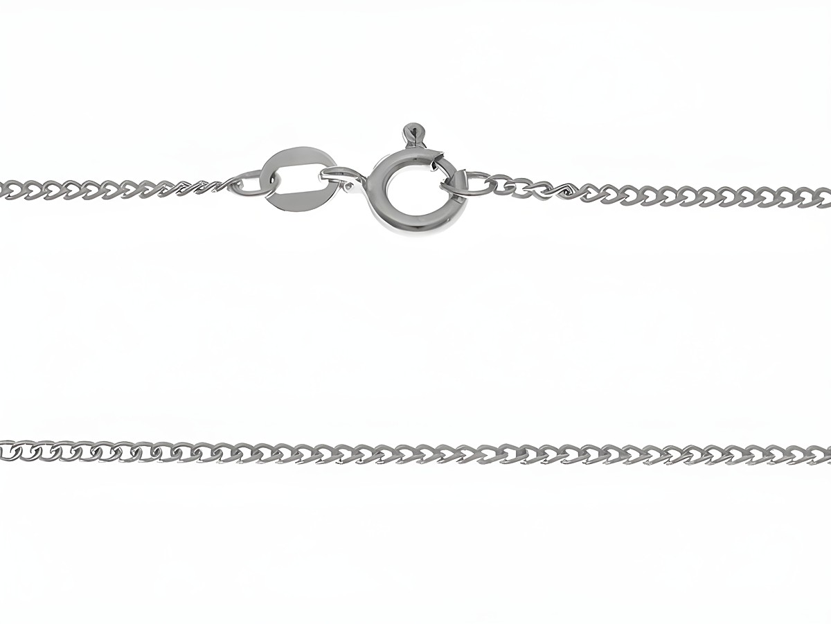 Silberkette rhodiniert in Panzerketten-Design, 1,4 x 0,9 mm, 39 cm lang, Hersteller Juwelier Harnisch, Stärke bis 1,5 mm, mit praktischem Karabinerverschluss.