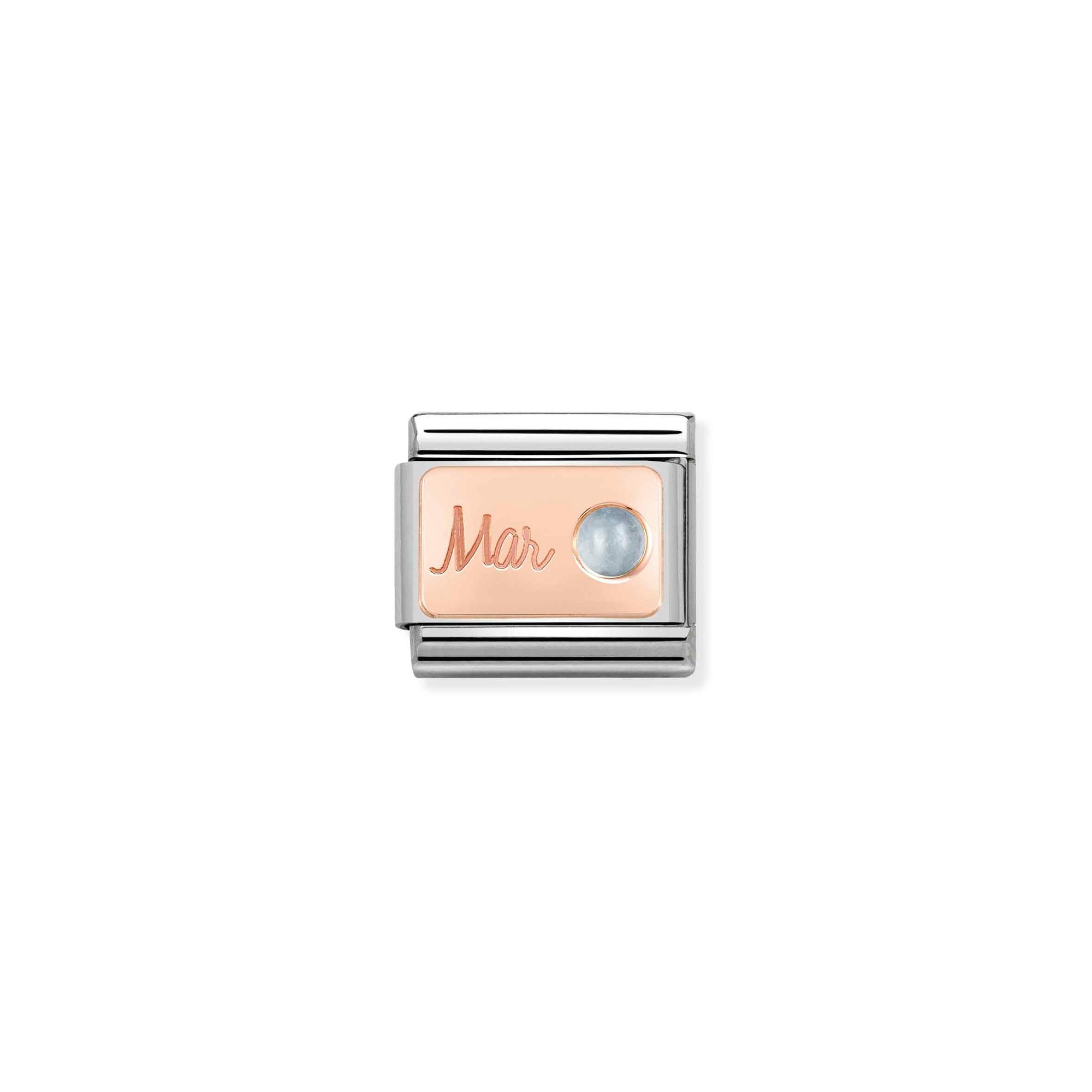Nomination Composable Classic Charm Monatsstein März Aquamarin - Edelstahl, Gold 375 Roségold