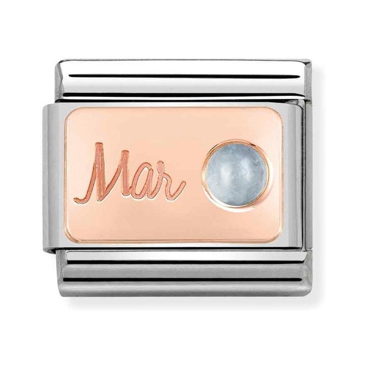 Nomination Composable Classic Charm Monatsstein März Aquamarin - Edelstahl, Gold 375 Roségold
