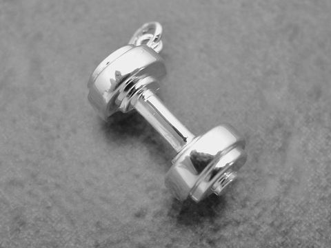Hantel Anhänger aus Sterling Silber, sportlich gestaltet, Hersteller Juwelier Harnisch, ideal für Sportliebhaber und als modisches Accessoire.