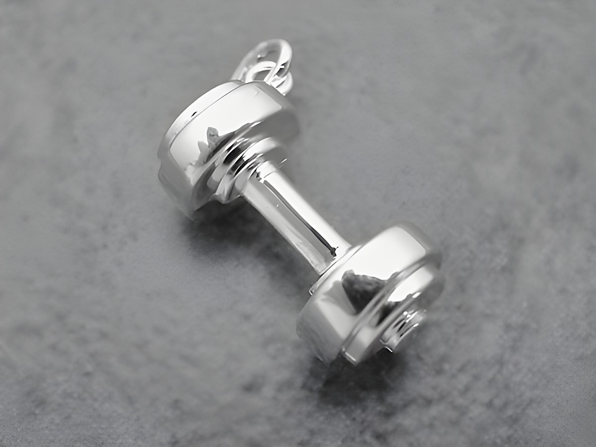 Hantel Anhänger aus Sterling Silber, sportlich gestaltet, Hersteller Juwelier Harnisch, ideal für Sportliebhaber und als modisches Accessoire.