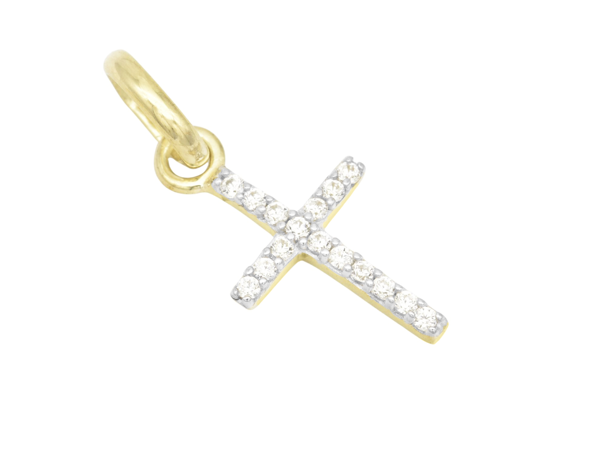 Anhänger Kreuz - elegant - Gelbgold 750 - Zirkonia