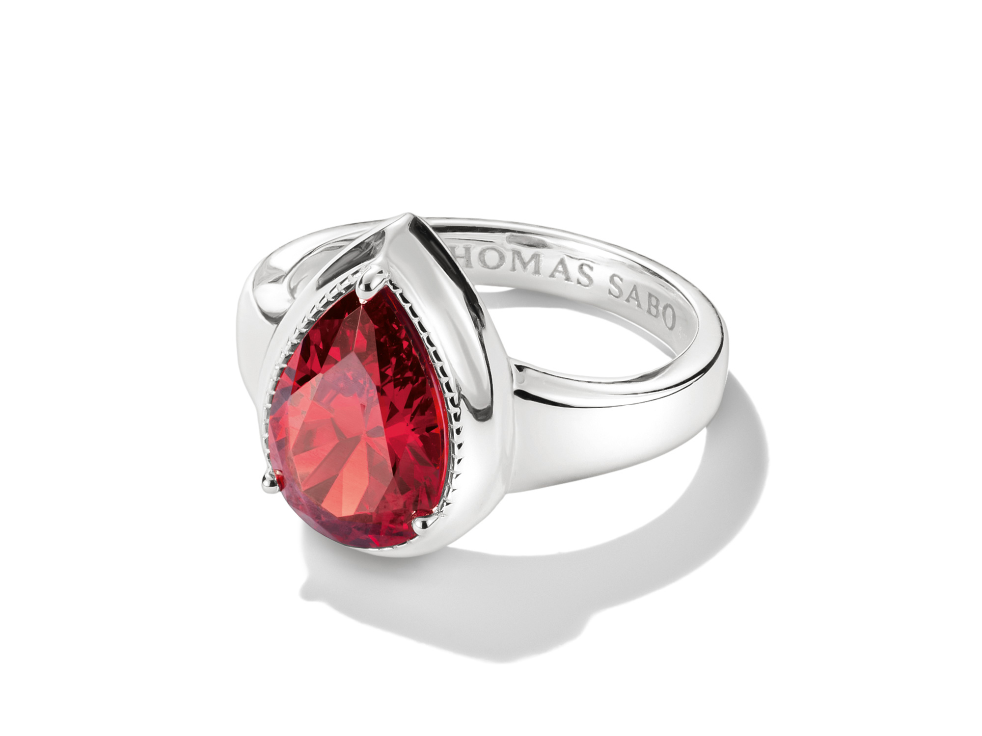 Thomas Sabo TR2522-051-10-56 ELYNDRA Ring - Sterling Silber & Zirkonia - Rot - Gr. 56
