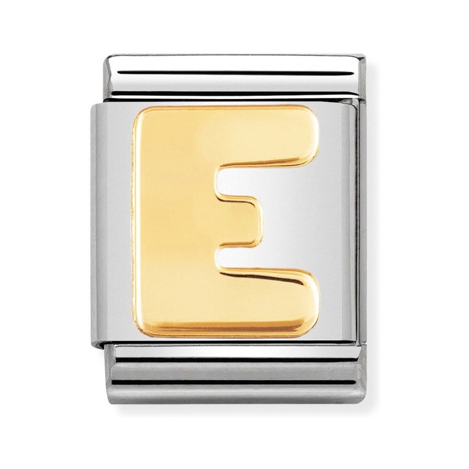 Nomination Composable Big Charm Buchstabe E - Edelstahl, Gold 750 Gelbgold