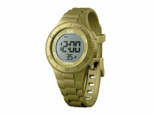 ICE digit Gold metallic Small 021277 mit digitaler Anzeige, robustes Gehäuse, auffälliges Design, ideal für den Alltag und sportliche Aktivitäten, wasserdicht bis 100 Meter.