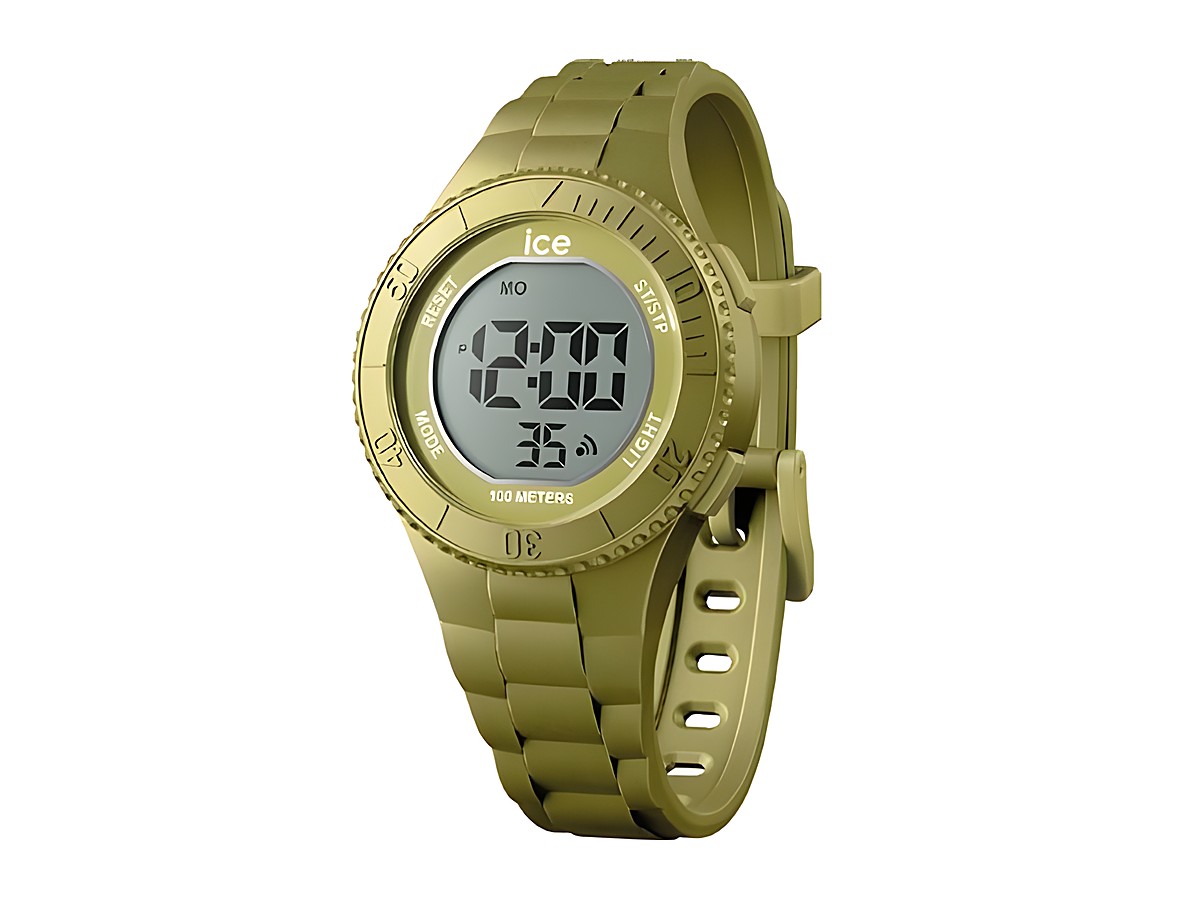 ICE digit Gold metallic Small 021277 mit digitaler Anzeige, robustes Gehäuse, auffälliges Design, ideal für den Alltag und sportliche Aktivitäten, wasserdicht bis 100 Meter.