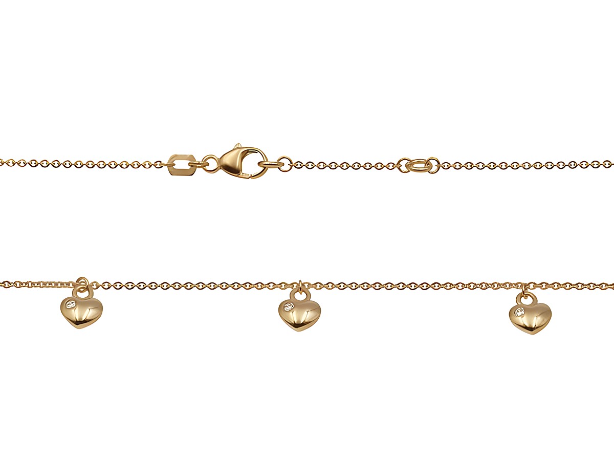 Kette in Herzreihe aus Silber mit Roségoldvergoldung, 36 cm und 38 cm lang, verziert mit Zirkonia, hergestellt von Juwelier Harnisch, elegant und funkelnd.