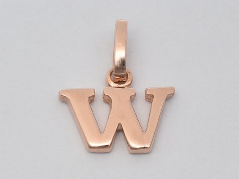 W Buchstaben Anhänger 925 Sterling Silber rosé vergoldet von Juwelier Harnisch, elegant und modern gestaltet, ideal als Schmuckaccessoire oder persönliches Geschenk.