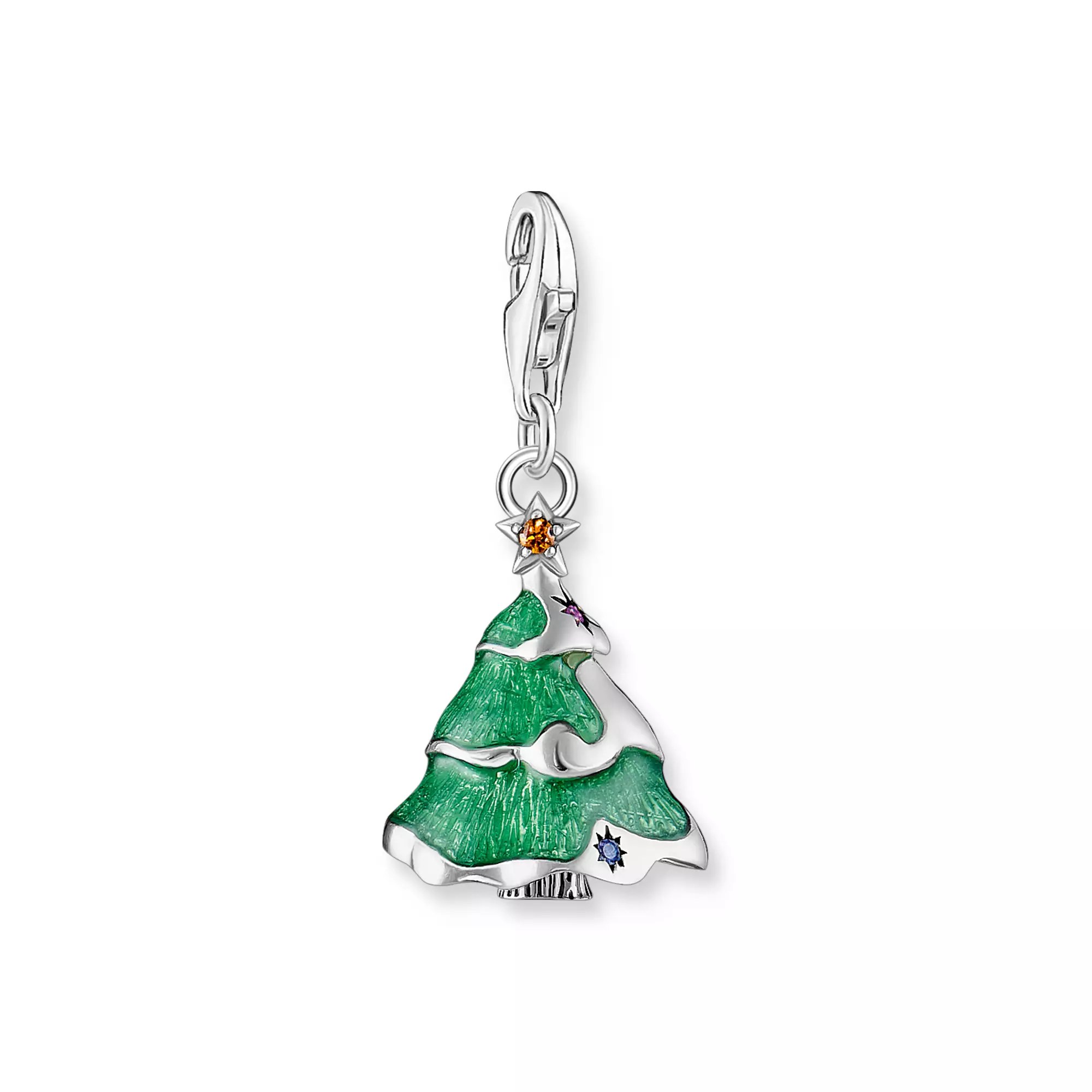 Thomas Sabo Tannenbaum Charm - Bunt - Silber gesch. + Emaille + synth. Korund + Zirkonia