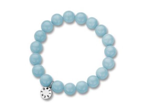 Ti Sento Charms Armband aus Achat mit hellblauen 10mm Perlen und einer silbernen Anhänger, Länge 19cm, edel und modisch, perfekt für jeden Anlass.