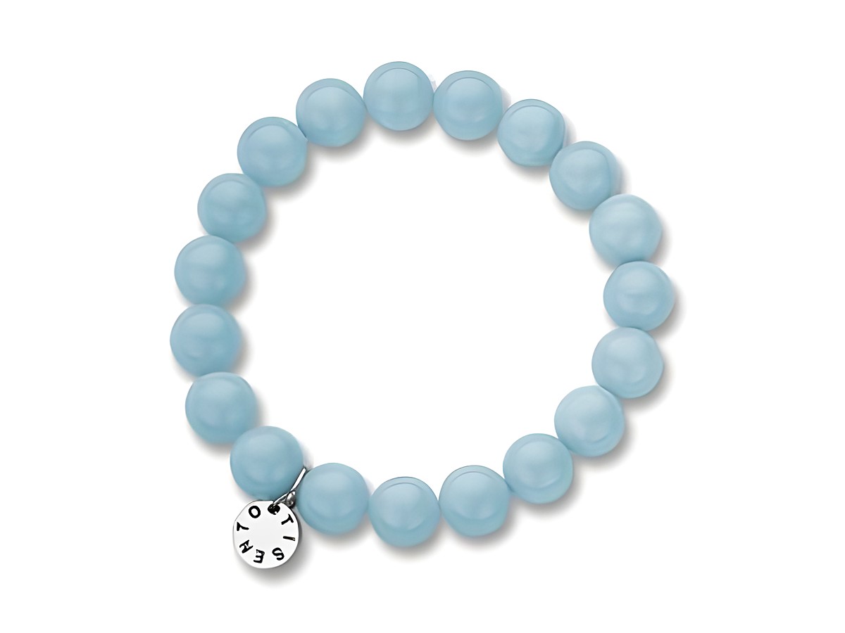Ti Sento Charms Armband aus Achat mit hellblauen 10mm Perlen und einer silbernen Anhänger, Länge 19cm, edel und modisch, perfekt für jeden Anlass.