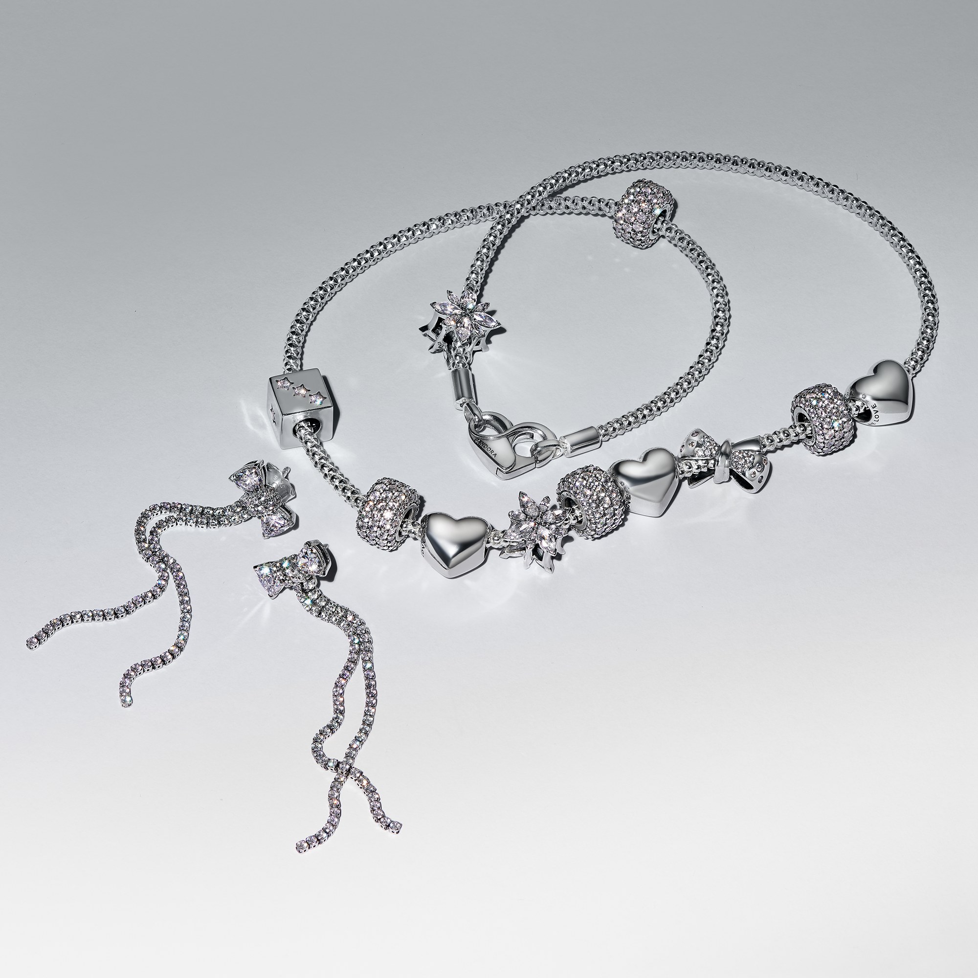 Pandora Funkelnde Dreireihiges Pavé-Charm - Sterling Silber - Zirkonia – Ansicht 4