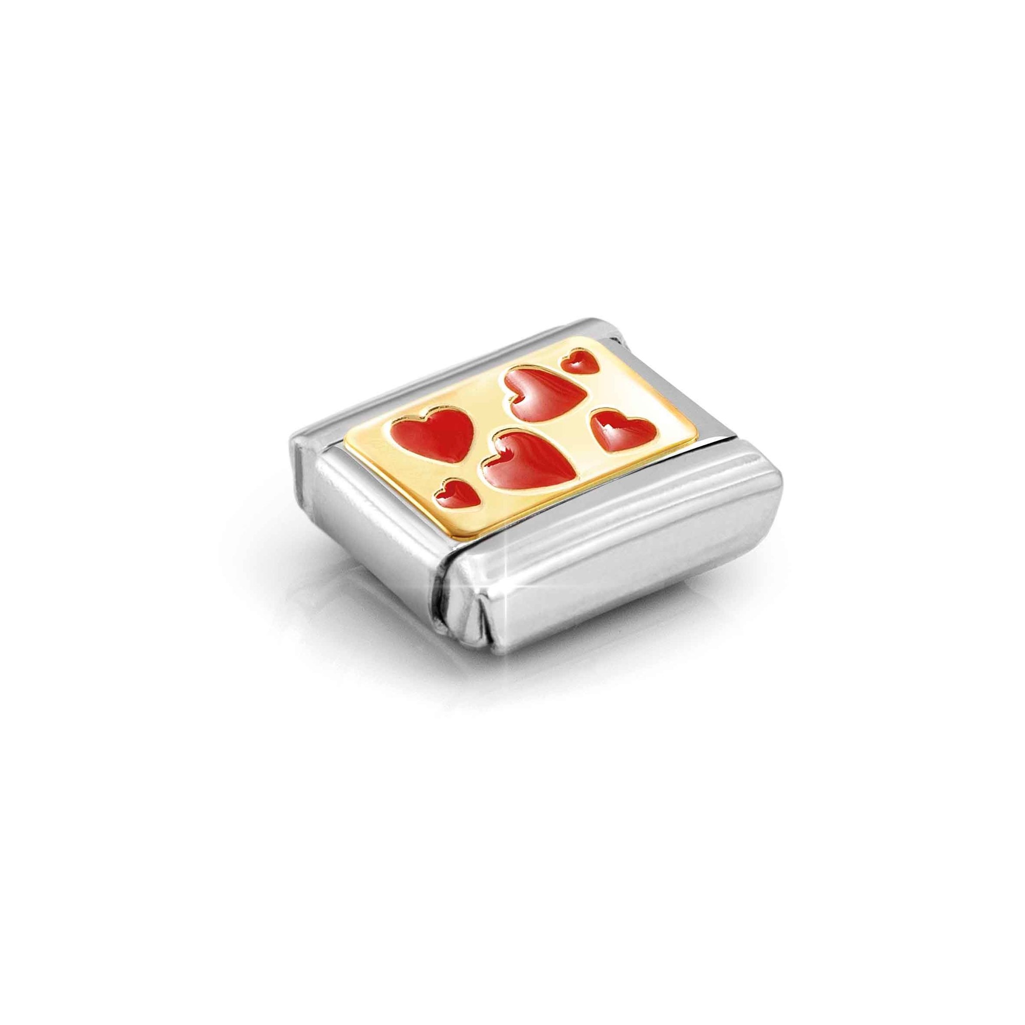 Nomination Composable Classic Charm Herzen rot - Edelstahl, Gold 750, Emaille – Ansicht 4