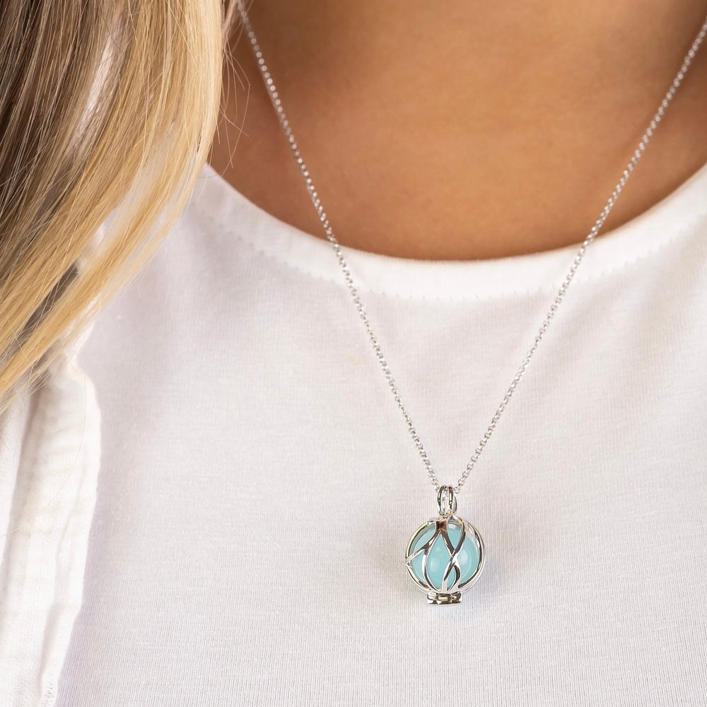 Engelsrufer HEAL Kette Powerful Stone - Kraftstein - Blauer Achat - Silber rhodiniert Blau 42cm Gr. XS – Ansicht 2